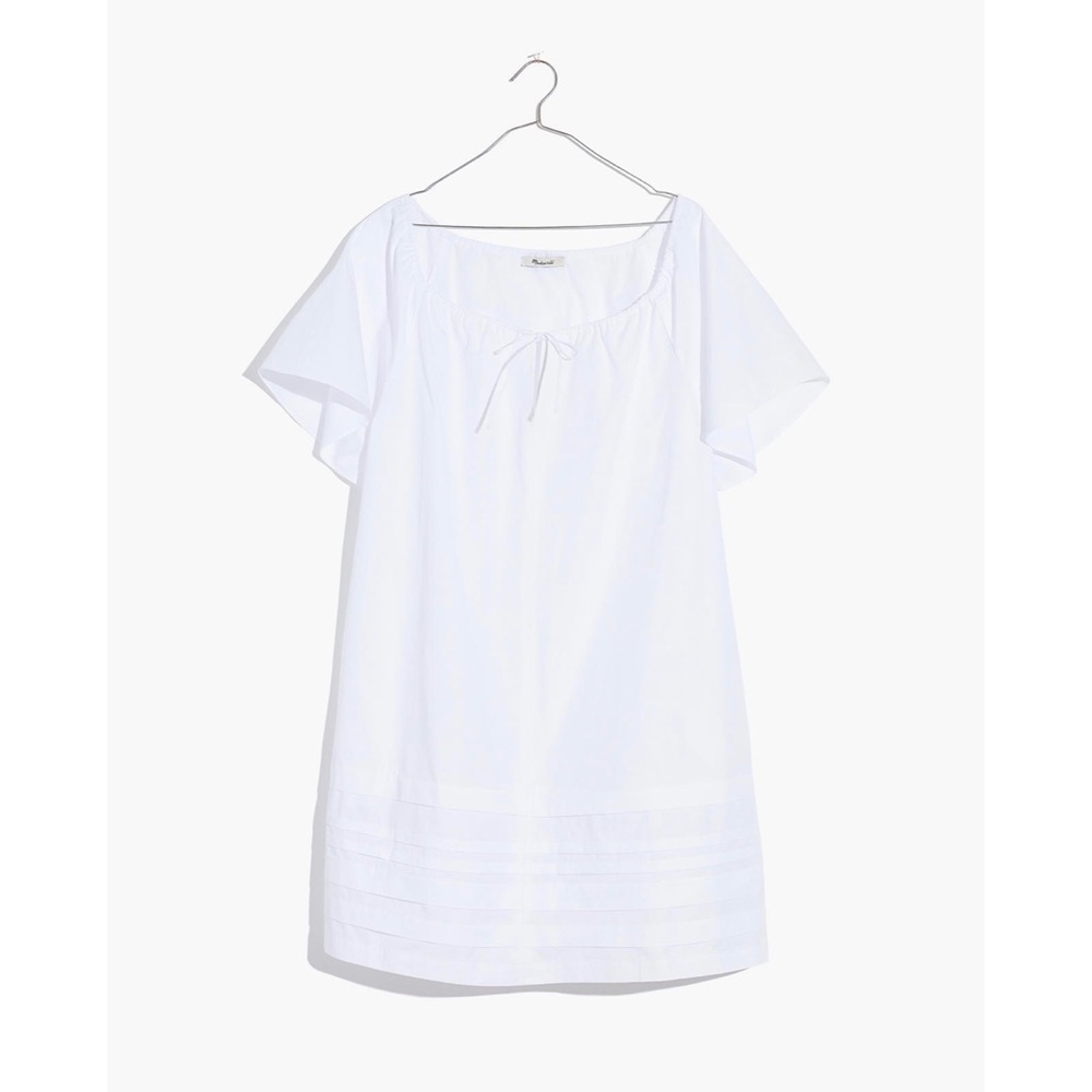Madewell Poplin Flutter-Sleeve Mini Dress with Scoop Neck